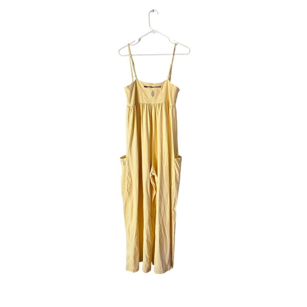 Free People Movement Hot shot strappy onesie Yellow Wide Leg Jumpsuit Romper - Picture 2 of 7